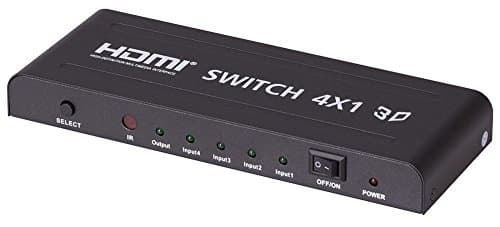 Tbridge 4x1 4 Ports HDMI Switch with Remote Support Full HDTV 3D 1080p, Metal Box Black 4 In 1 Out