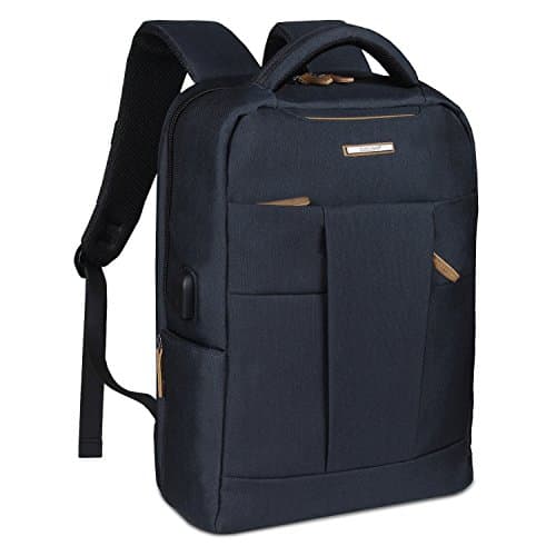 Business Slim Durable Computer Backpack with USB Charging port Travel Anti Theft Laptop Backpack Water Resistant College School Shoulder Computer Bag for Men Women Fits 15.6 Inch Notebook(Blue Black)