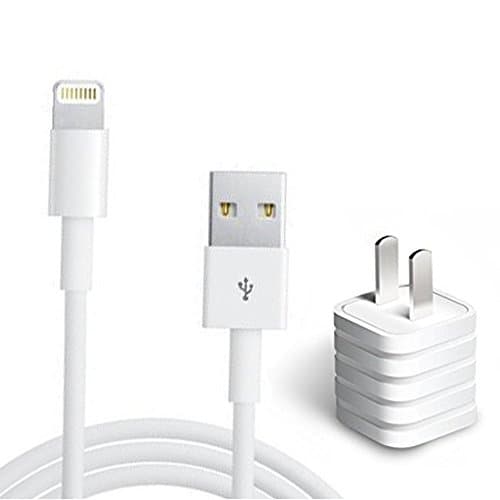 Charger, USB Power Adapter plus with 2 meters Lightning Cable for iPhone 7/7 Plus/6/6 Plus/6s/6s Plus/5/5s/5c/SE and more (6ft Lightning Cable with Adapter White)