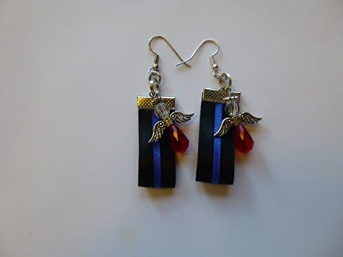 Red Angel Thin Blue Line Law Enforcement Support Earrings