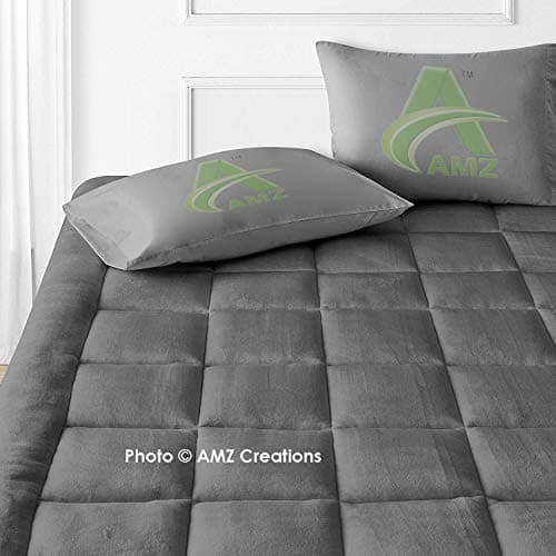 AMZ Super Soft 800 GSM Microfiber Fitted Style 2 Inch Thickness Mattress Padding/Topper for Comfortable Sleep (Set of 1) (60 x 75 Inches, Grey)
