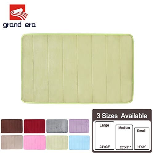 GRAND ERA Incredibly Soft and Absorbent Memory Foam Bath Mat, Non-slip Bathroom Rugs, 20" x 32", Light Green