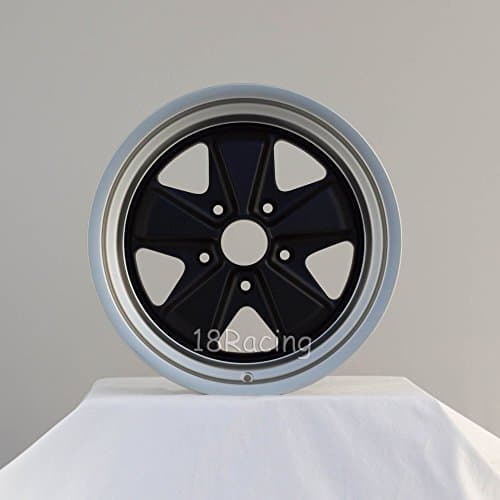 TOTAL 4 PCS NEW LINEA CORSE WHEELS FOX 3 PSD 2 PCS 17X7.5 35 & 2 PCS 17X9 16 5X130 71.6 FLAT BLACK WITH GRAY LIP FOR PORSCHE