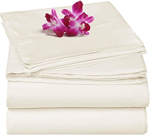 Brushed Microfiber 1800 Bedding -Super Silky & Soft Luxury Reversible Bed Sheet Set -Hypoallergenic,Wrinkle Free, Stain Resistant -4 Piece Sheets set with 16" Deep Pocket -QUEEN(IVORY) by Steffani