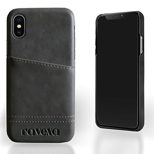 iPhone X leather wallet case one card holder luxury 100% fully handmade slim design cover for Apple iPhone 10 made from echo friendly high-end premium PU leather (grey)