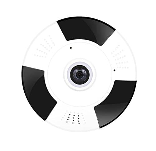 iHome Fusion Wireless Security Camera 1080P 2.0MP 360° Panoramic Wide Angle View Wireless Camera, Two-Way Audio Intercom, Night Vision, Motion Detection Ip Camera + Free 124GB Micro SD Card (White)