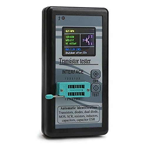 Megmoki M328 1.8" LCD Multifunction Transistor Tester Mega328 NPN/PNP Automatic Identified Diode Resistor Inductor Capacitor MOS SCR ESR Meter Checker Detector 12864 TFT Color LCD Digital Display