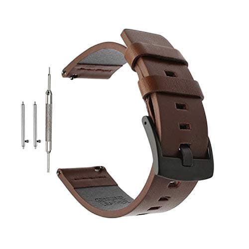 Quick Release Leather Watch Band - Genuine Leather Replacement Wrist Strap for Men Women - Choice of Width - 18mm, 20mm, 22mm or 24mm