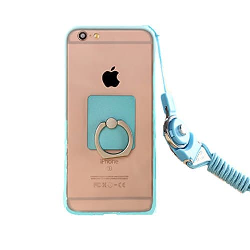 Anti-drop Protection Shell Case with Adjustable Detachable Neck Lanyard Hanging Neck Strap Lanyard and Ring Holder for Iphone (Blue for 6/6s)