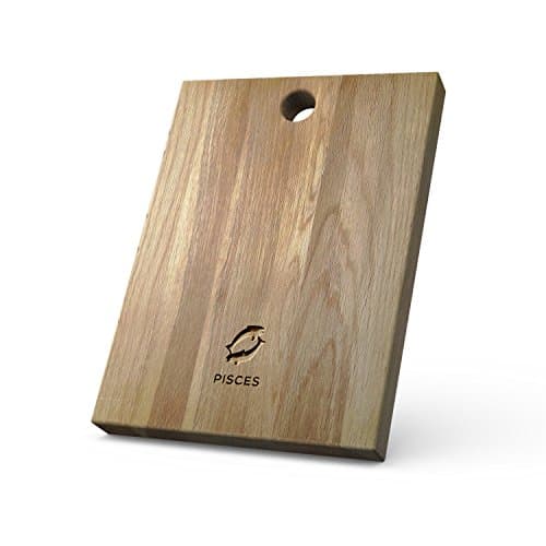 Personalized Wooden Chopping Board with Zodiac - Pisces design - Solid Oak, Ideal for Chopping / Cutting or Presenting your food - A Perfect Gift for Friends and Loved Ones.
