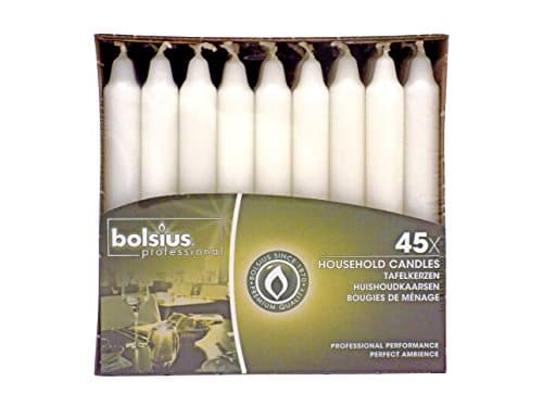 White Taper Sabbath Candles Burn 7 Hours 8" Tall Box of 45