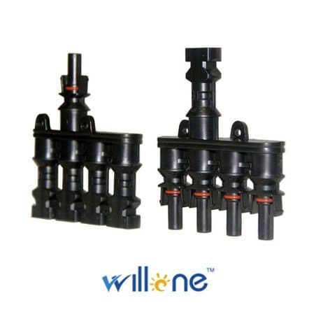Willone 1 pair M/FM 4 to 1 MC4 T Branch 30A Solar Panel Connector Cable Coupler Combiner MC4 Panel Cable Connectors MC4T