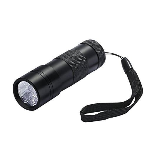 Petist UV Black Light 12 LED Ultra Violet Flashlight, Handheld Pets Urine and Stains Detector, Powered by 3 AA batteries, Black