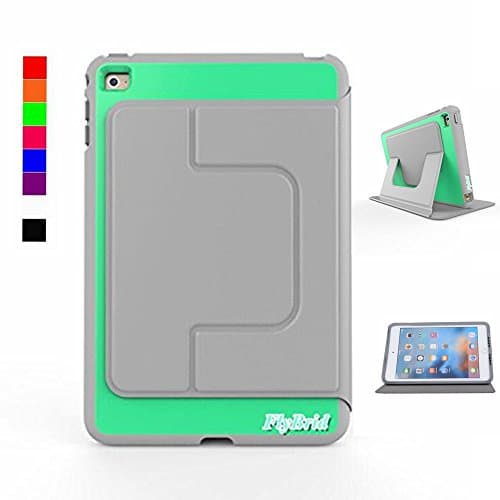 Flybrid Sleep series Heavy Duty Shockproof Drop Resistant Defender Full Body Protective with Leather Kickstand Cover Case for ipad mini 1/2/3(Gray-green)