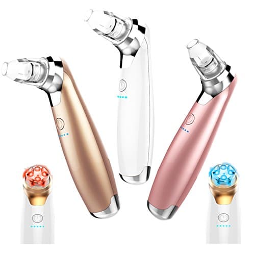 YESCO Five Suction Blackhead Remover with Red Light and Blue Light Technology Facial Pore Vacuum Cleanser Acne Comedo Extraction Tools Microdermabrasion Diamond Machine (Rose gold)