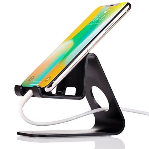Aluminum metal solid Cell Phone Stand, Jokitech S1 Dock : Cradle, Holder, Stand For Switch, all Android Smartphone, iPhone 6 6s 7 8 X Plus 5 5s 5c charging, Accessories Desk - Black