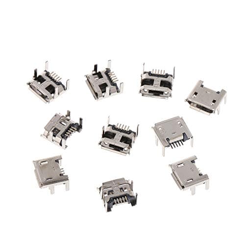 LGQing 10 Pcs Micro USB Type B 5 Pin Female Socket Connector SMD 4 Legs 90 Degree
