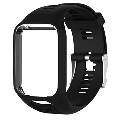 Creazy Replacement Silicone Band Strap For TomTom Spark / 3 Sport GPS Watch (Black)