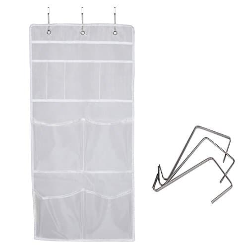 Hanging Mesh Pockets Bath Shampoo Shower Caddy Organizer with Over The Door Hooks Quick Dry Space Saving Bathroom Accessories Organization