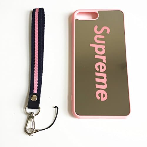 Wellfun Reflective Mirror Case Cover with Wrist Lanyard Straps.Shockproof Resistant Case for Apple iPhone 7 Plus and 8 Plus 5.5 inch (Pink)