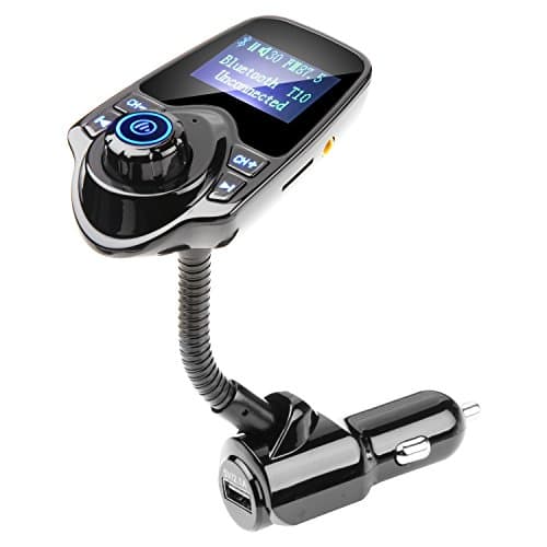 Cingk Wireless In-Car Bluetooth FM Transmitter Radio Adapter Car Kit with 1.44 Inch Display TF SD Card Slot and USB Car Charger