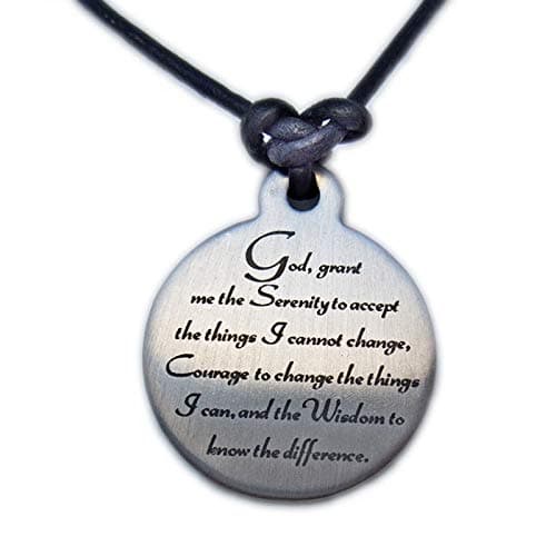 Serenity Prayer Medallion Leather Necklace
