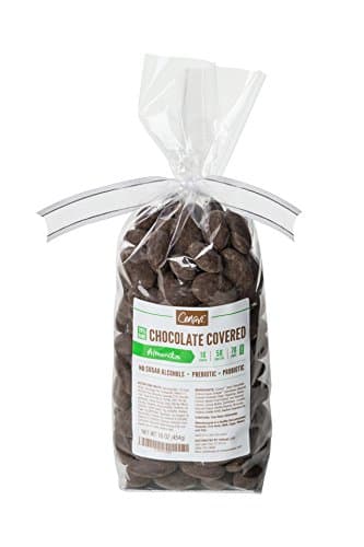 Cenavi Dark Chocolate Covered Almonds - 1 Lbs - Low Net Carb - No Added Sugar - High Fiber - High Protein - With Probiotics - Perfect Diet & Weight Loss Candy Snack (1 Lb)