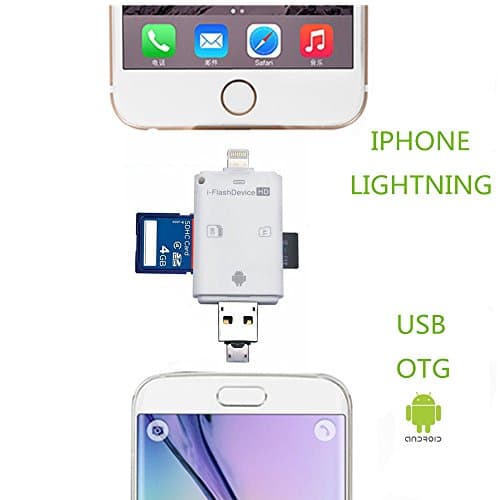 Trail and Game Camera Viewer for iPhone 6 /6s/6s Plus/5/5s/7/7 Plus , iPad, iPod, USB Micro SDHC SD SDHC SDXC Card Reader OTG Card Reader for iPhone No App Required Reads SD by EENG