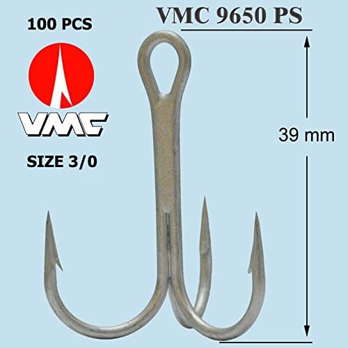 VMC Treble Hooks Pattern 9650PS Size 3/0 Perma Flying C's Pike Rapala Lures 100pcs