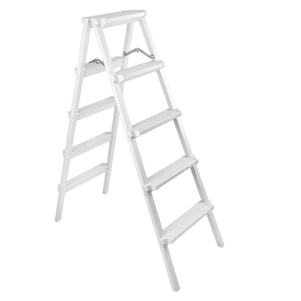 Tall Step Ladder 5 Step Aluminum, Lightweight Multi Purpose Portable Folding Home Anti-Slip Stool Sturdy Ladder, 150KG (color : Silver)