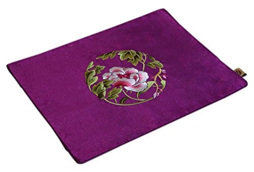 Nimble House ® ™ 1 pc Dining Table Placemats Silk Fabric Non-Slip Table Mat Embroidered Protector Pad Color Purple (42x33CM)