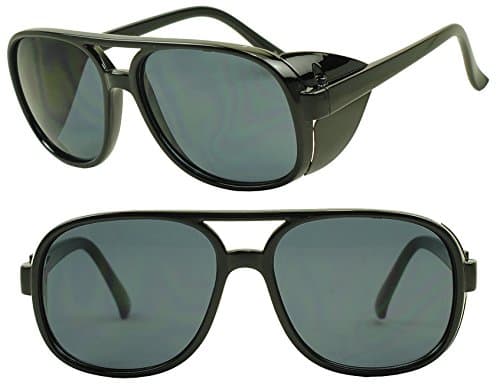 Sunglass Stop - Oversize Round Aviator Bomber Sunglasses with Side Shields
