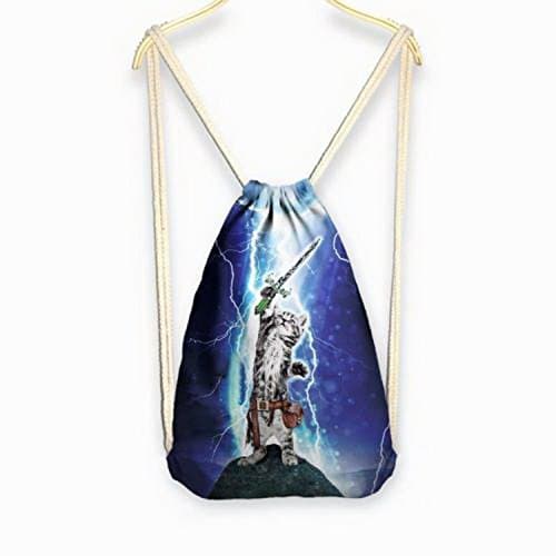 Pixel backpack - 2016 Womens Galaxy/Cat/Unicorn 3D Print Rope Backpack Bucket Canvas Bags Satchel style Fighting Kitten