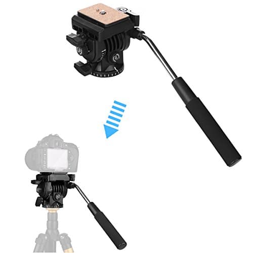 Video Camera Tripod Fluid Head, Papaler Action Fluid Drag Pan Head For Canon Nikon Sony DSLR Camera Camcorder Shooting Filming
