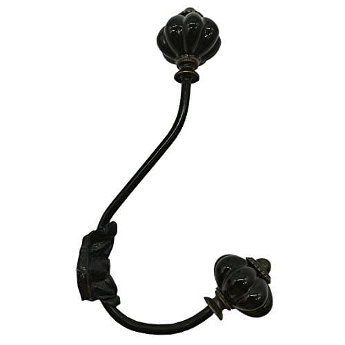 WISHAVE Creative Curtain Hooks Ceramic Pumpkin Decorative Clothes Coat Hat Wall Metal Hangers (Black)