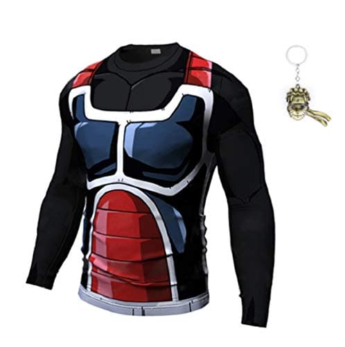 JarilnMo Men DBZ Goku Compression Workout Armor Long Sleeve/Short Sleeve Shirt with Free Keychain