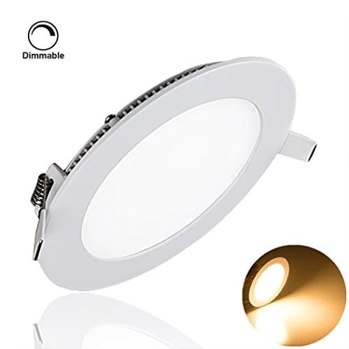 LED Panel Light Dimmable 12W 3000k 960LM Round LED Recessed Lighting, Cut Hole: 6.1-Inch Ultra-thin LED Kitchen Light Fixture with Isolated Power