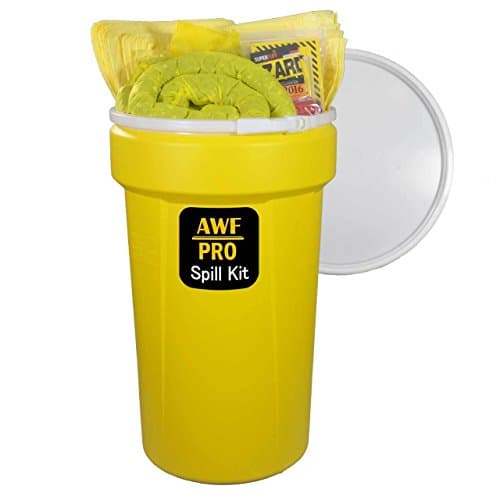 55 Gallon Hazardus Spill Kit Includes Lever Lock Drum 50 Spill Pads 15"x19",6 Socks 3"x8',8 Pillows 18"x18",Safety Goggles,Chemical Gloves,Emergency Response Guidebook,Disposal Bags, Spill Sign