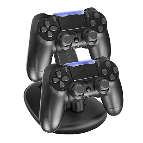 PS4 Controller Charger for Sony Playstation 4 PS4/PS4 Pro/PS4 Slim Controller, Black USB Fast Charging Docking Station Stand Blue LED Indicator