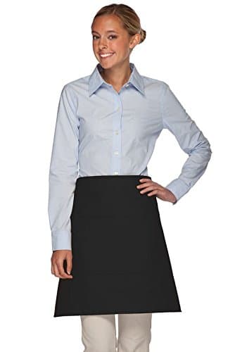 Hickory Ridge 113 Three Pocket Half Bistro Apron, Black