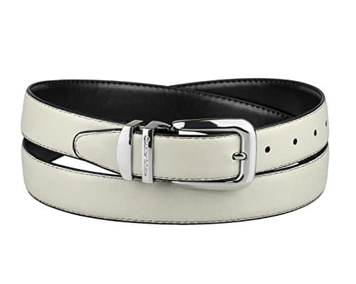 Reversible Belt Wide Solid Colors Black Bonded Leather Silver-Tone Bkle