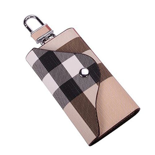 Mini Key Case Wallet Car Key Holder Wallet with 6 Hooks Portable Keychain Wallet Key Case Pouch (513 - Creamy White)