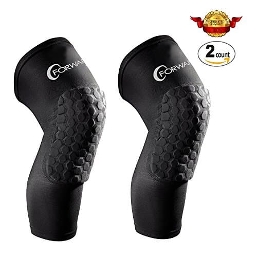 CFORWARD Hex Padded Compression Leg Sleeve (1 Pair) for Basketball Football Volleyball Hockey and Tennis - Medium / Large / XL Black Color (X-Large)