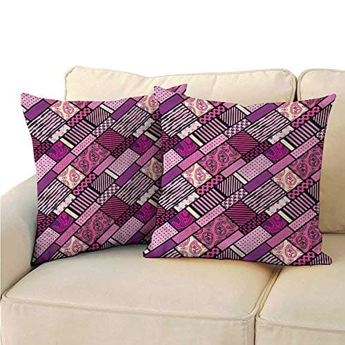 RuppertTextile Magenta Creative Pillowcase Patchwork Style Polka Dots Suitable for Hair and Skin Health W17 x L17