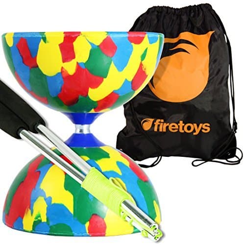 Jester Medium Diabolo (Mix) with Aluminium Diablo Sticks (incl string) & FT Bag by Firetoys Diabolo