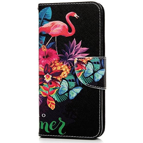 Vagenno Samsung Galaxy Note 9 Case, Flip Case PU Leather Notebook Wallet with Magnetic Closure Stand Card Holder ID Slot Money Pouch Folio Soft TPU Bumper Protective Skin Case Cover,Flamingo