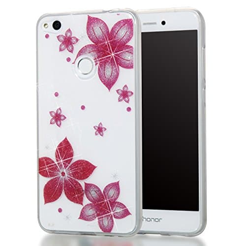 Huawei P8 Lite 2017 Case, lYonge shinning Glitter Flexible Soft Rubber Gel Clear Transparent TPU Silicone Back Case for Huawei P8 Lite 2017 Cover Case (morning glory)