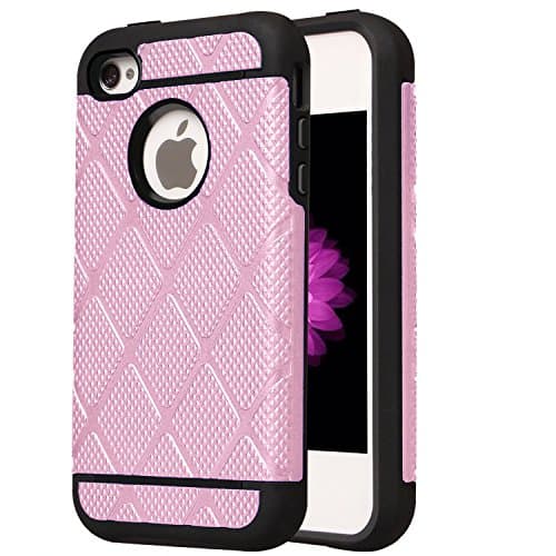 iPhone 4S Case, iPhone 4 Case, Drvan Dual Layer Shockproof Luxury Hybrid Defender Armor Case for Apple iPhone 4 / iPhone 4S - Rose gold