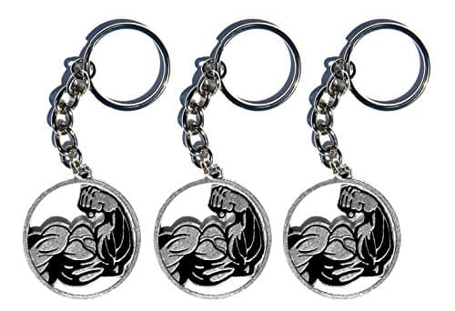 3 Huge Bicep Metal Key Rings