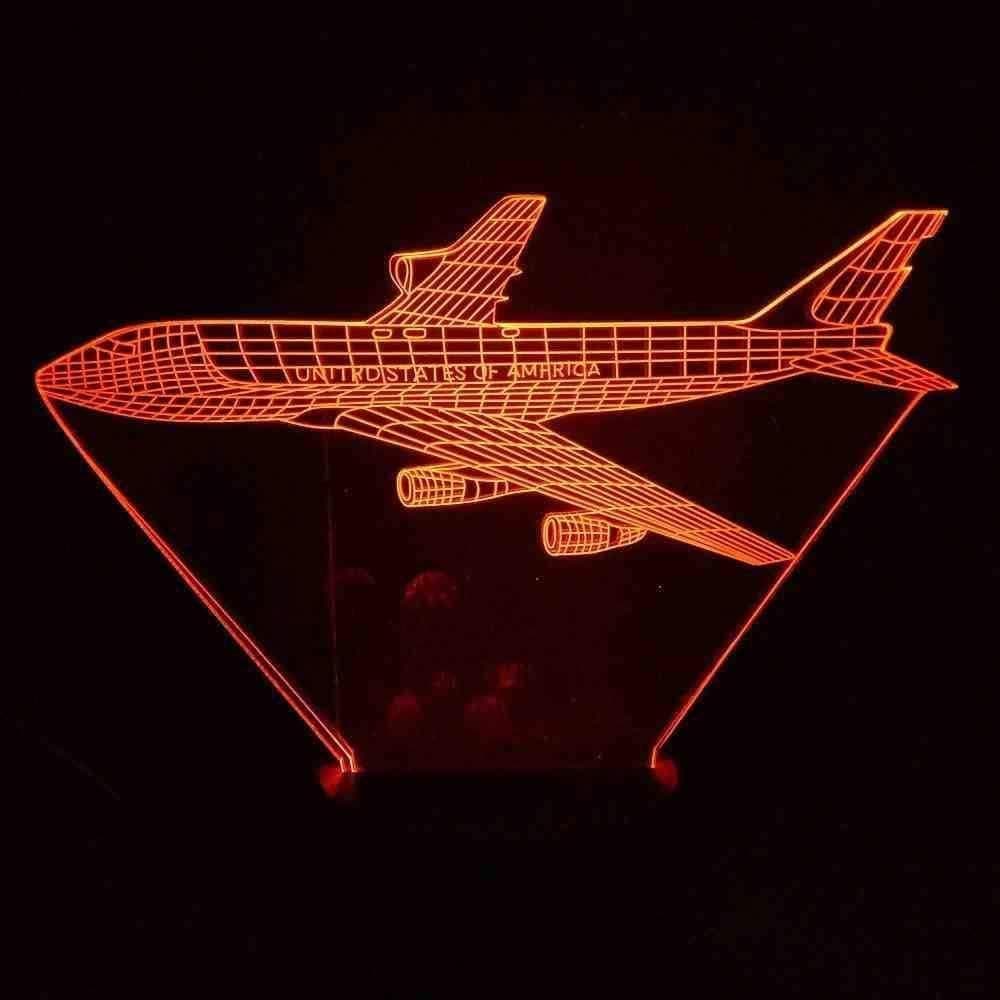 3D Led Night Light Gradient 7 Color Change Aviation Aircraft Modeling Home Decor Atmosphere Desk Lamp Airplane Light Fixture Gift